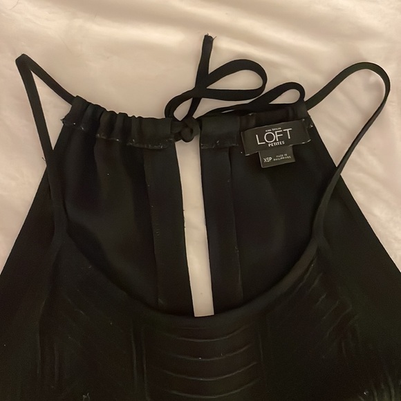 LOFT Black Embroidered High Neck Romper with Tassel and Tie Back - Picture 3 of 8